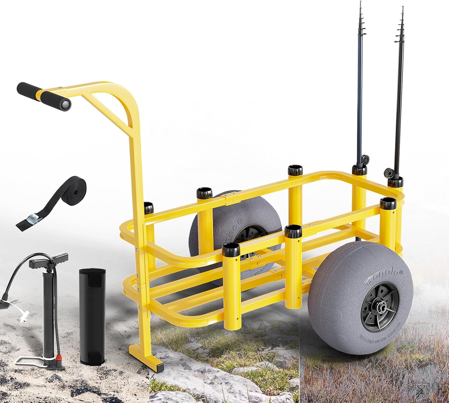 Fishing Rod Holder - عربة صيد متنقلة للشاطئ مع عجلات