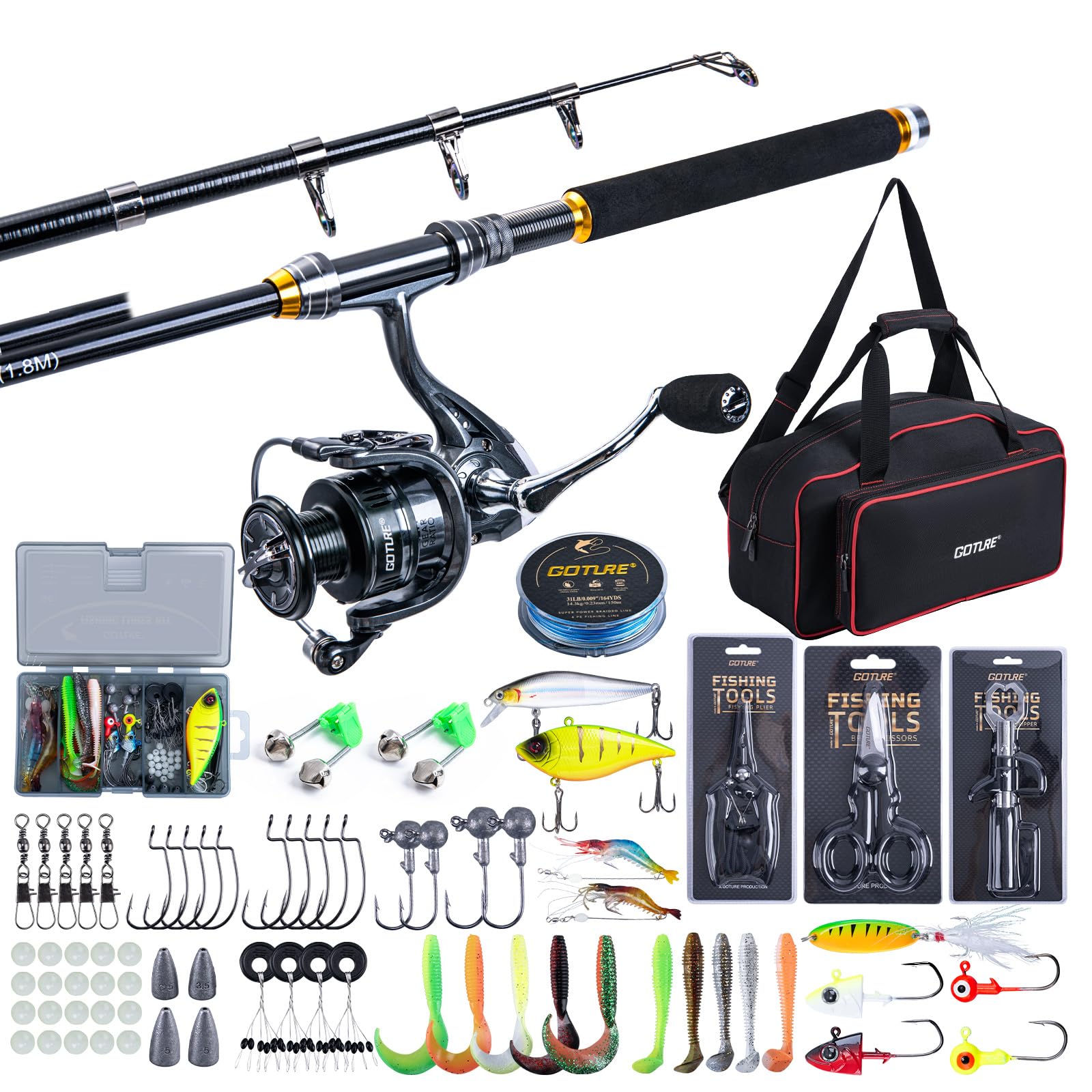 Fishing Rod Combo - Goture الصيد قضيب تليسكوبي وبكرة المجموعات